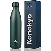 Konokyo Insulated Water Bottles,25 oz Double Wall Stainless Steel Vacumm Metal Flask for Sports Travel,Army Green