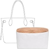 FANJI Project Handbag Organizer Insert for LV Neverfull MM, Custom Fit Inside Premium Vanile Lightweight WaterResistant Purse Insert with Cup Holder Accessories