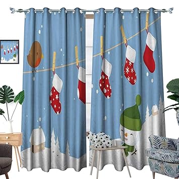 Amazon Com Homehot Christmas Room Darkening Wide Curtains Little