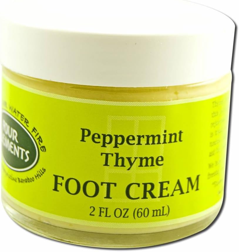 Peppermint Thyme Foot Cream Four Elements Organic Herbals 2 oz Cream