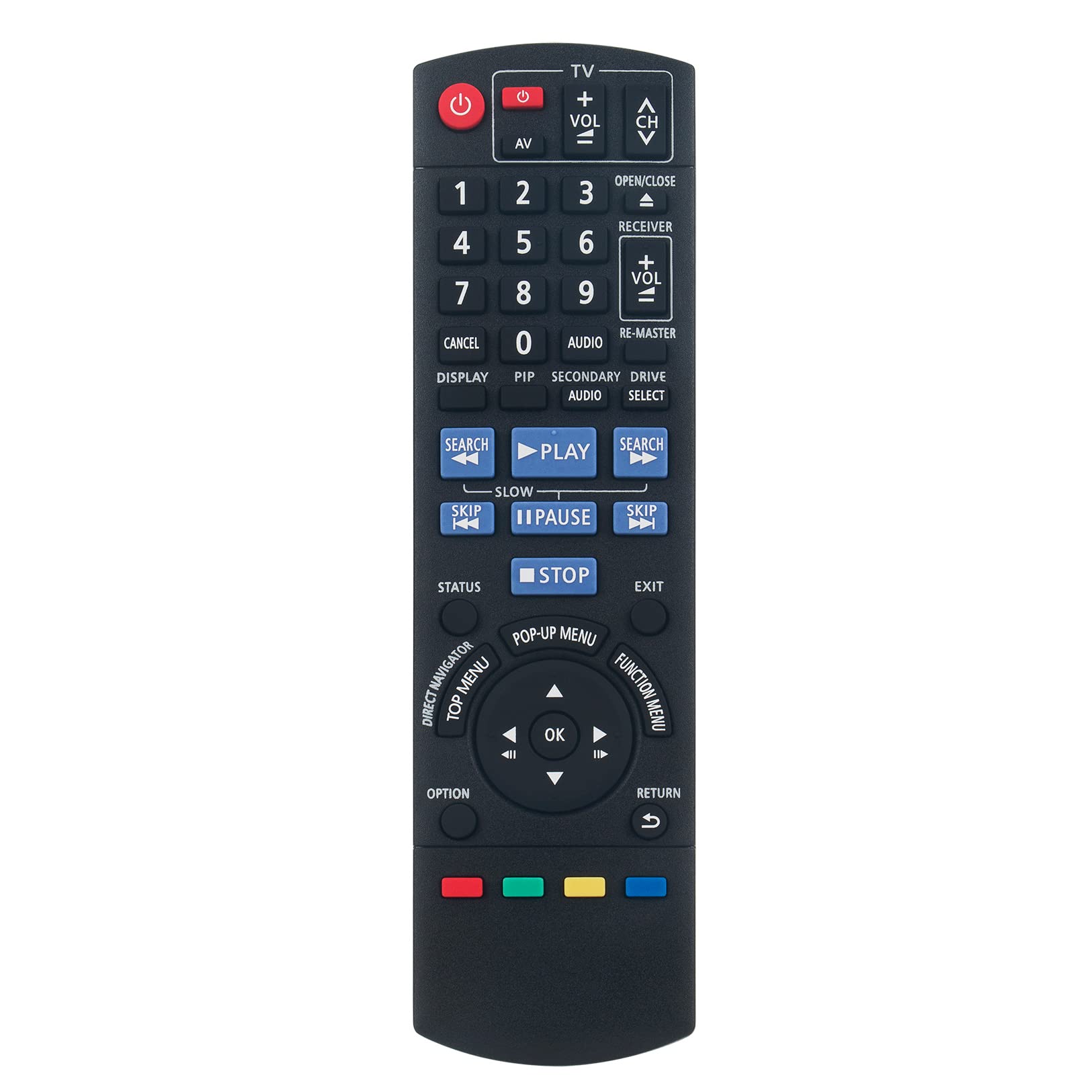 VINABTY N2QAKB000079 sub N2QAKB000077 Replacement Remote Compatible with Panasonic Blu Ray Disc Player DMP-BD45EG DMP-BD45EFK DMP-BD45EB DMPBD45EG DMPBD45EFK DMPBD45EB