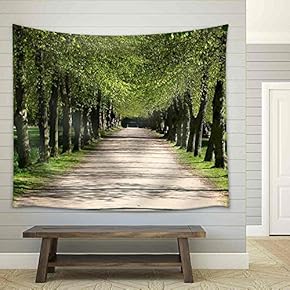 Green Path in a Forest - Fabric Wall Tapestry Home Decor - 51x60 inches