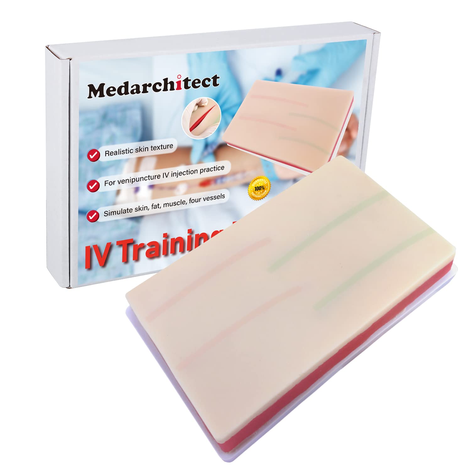 Photo 1 of Medarchitect Venipuncture IV Injection Training Pad Model with 4 Veins Imbedded and 3 Skin Layers for Medical Students Doctors Nurses Practice