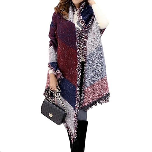 UTOVME Damen Maedchen Langer Schal 250cm*70cm Deckenstoffschaln Schalcape Winter Schal mit Fransen und spitzen Enden XXL