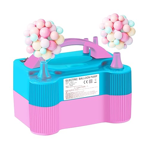 Balloon Pump Electric, Yooikeey® Portable Dual Nozzle Electric Air Pump High Power， Inflator Blower Pump for Party, Wedding, Birthday, Activities and Decoration (AC220-240V 600W) (pink blue)