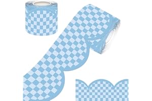 100FT Checkered Bulletin Board Border-Scalloped Checkerboard Decorative Roll for Walls, Desks, Windows, Doors, Lockers, Schoo