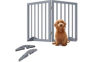 MINO KESPER Freestanding Pet Gate Foldable Dog Gates for Doorways Wooden Dog Gates for The House 24-inch Tall Pet Barrier