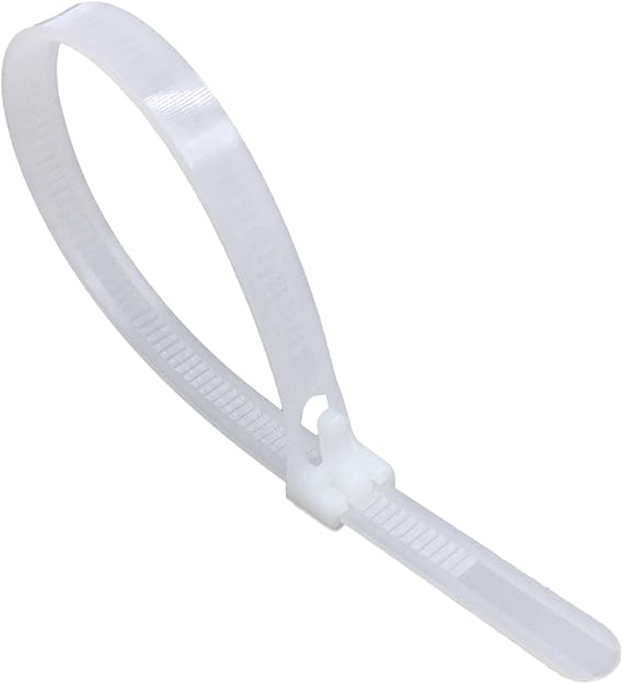 Reusable Cable Ties, 300mm x 7.5mm, Releasable White, Neutral, Natural