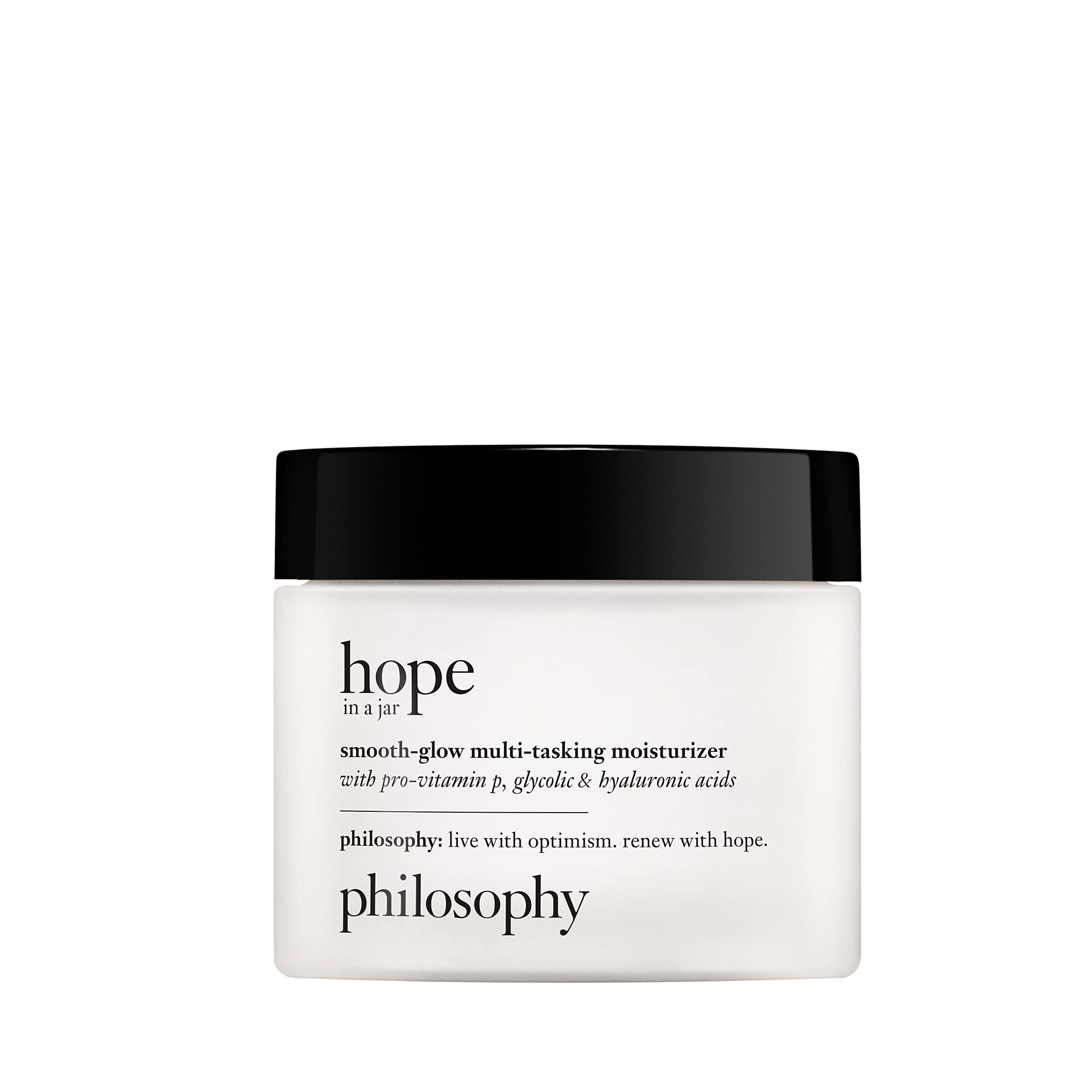 philosophy hope in a jar smooth-glow multi-tasking moisturiser 60ml, with hyaluronic acid, glycolic acid & pro-vitamin p, treat dehydrated skin, fine lines & wrinkles