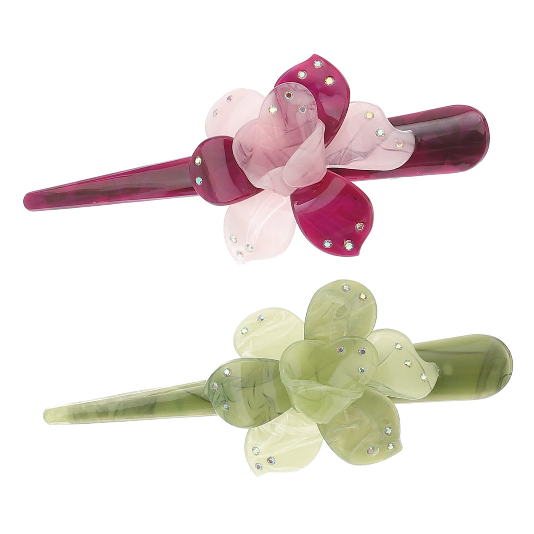 KALLORY 2pcs Daisy Hairpin French Hair Clips Duck Clips for Hair Plastic Tiara Flower Hair Barrettes Classic Hair Grip Chrysanthemum Flower Barrettes Floral Hairpins Floral Hair Clasp Bill