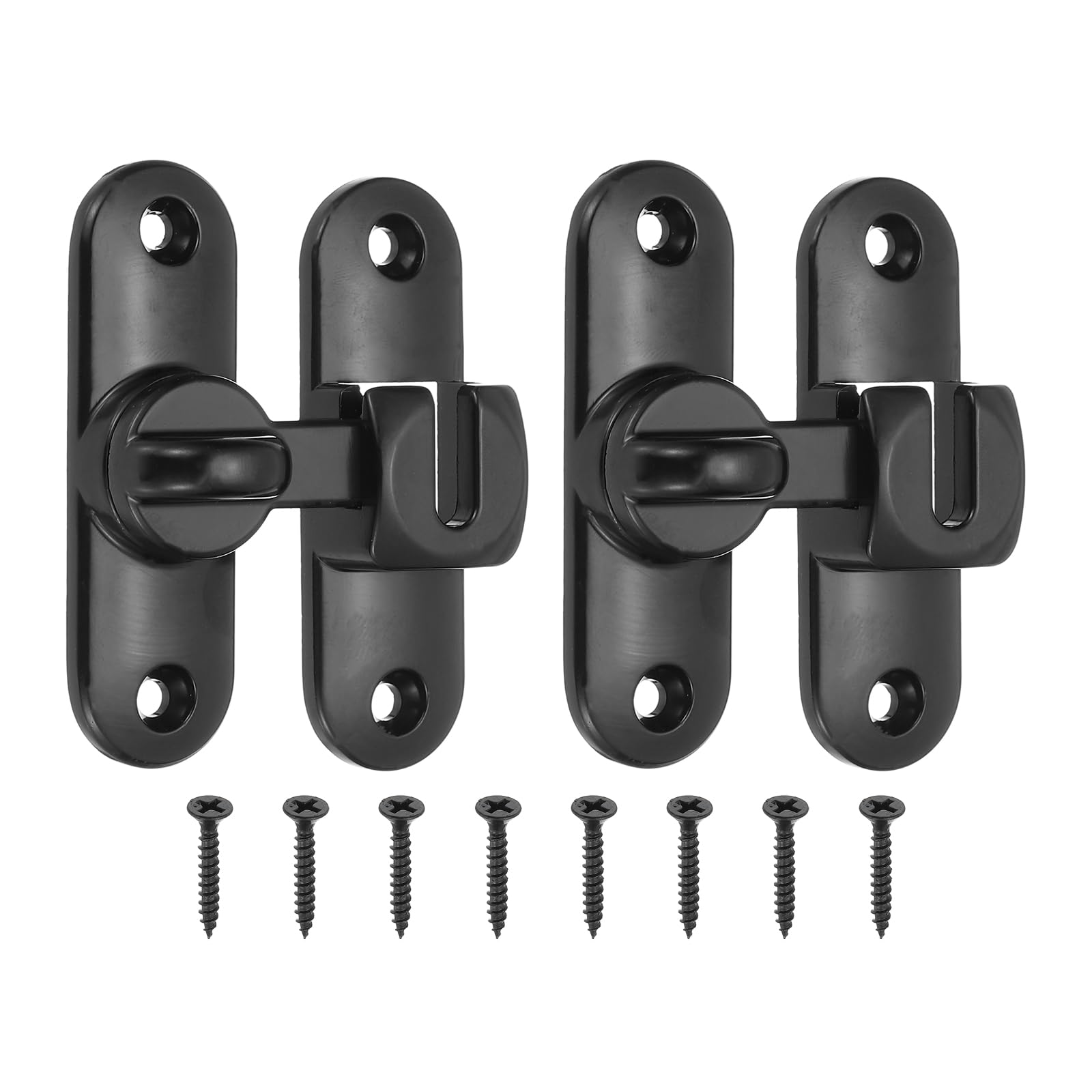 PATIKIL 2 Pack Flip Sliding Door Latch Safety Bar Gate Lock Hardware for Cabinet Bathroom Bedroom Garden, Black