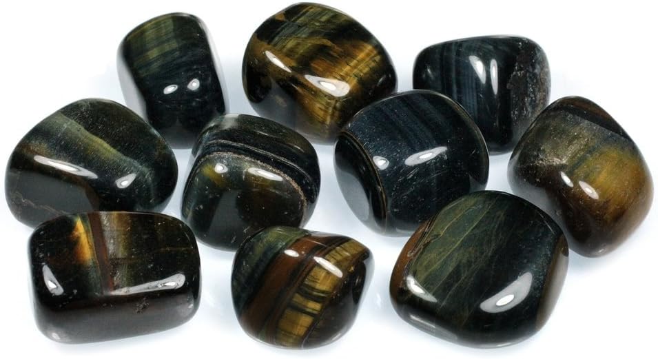 Indoor Fountains & Accessories - CrystalAge Blue Tiger Eye Tumble Stone (20-25mm) - Pack of 5