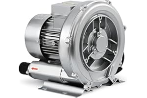 Byjoph 0.6HP Regenerative Blower, 41CFM 110V 60Hz Single Phase, High-Pressure Vortex Ring Blower, Industrial Vacuum Pump for Air Blowing Or Suction for Sewage Aeration Aquarium Fish Pond, Silver