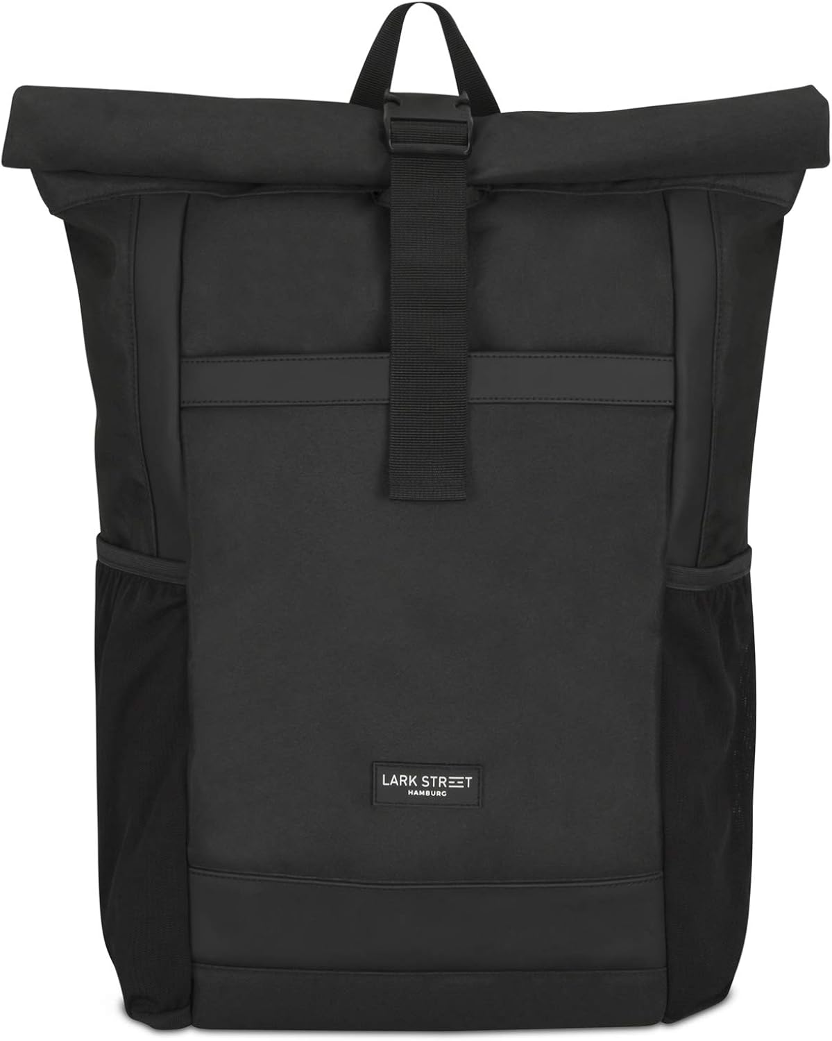 LARKSON Roll Top Backpack Women & Men Black, No 2, Rucksack for University School, Office, College Laptop Bag 16 Inches