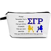 YULUENZE Sorority Gifts Cosmetic Makeup Bag Greek Sorority Sigma Gamma Rho Inspirational Gift You Are Braver Stronger Smarter Than You Think Makeup Zipper Pouch for Women