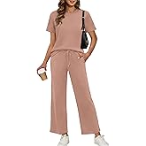XIEERDUO Women's Side Slit Lounge Sets 2026 Fashion 2 Piece Travel Outfits Cozy Loungewear Wide Leg Tracksuits S-3XL