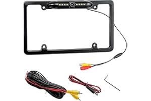 Fkewp License Plate Frame Backup Camera, 12V Waterproof Rear View Camera with License Plate & 8 LED, 170° Viewing Angle Night