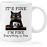 Lbanasd Funny Coffee Mug Adult Humor -It’s Fine Everything is Fine- Gift for Friends Him Her Girls 11oz White Double Sided Mug