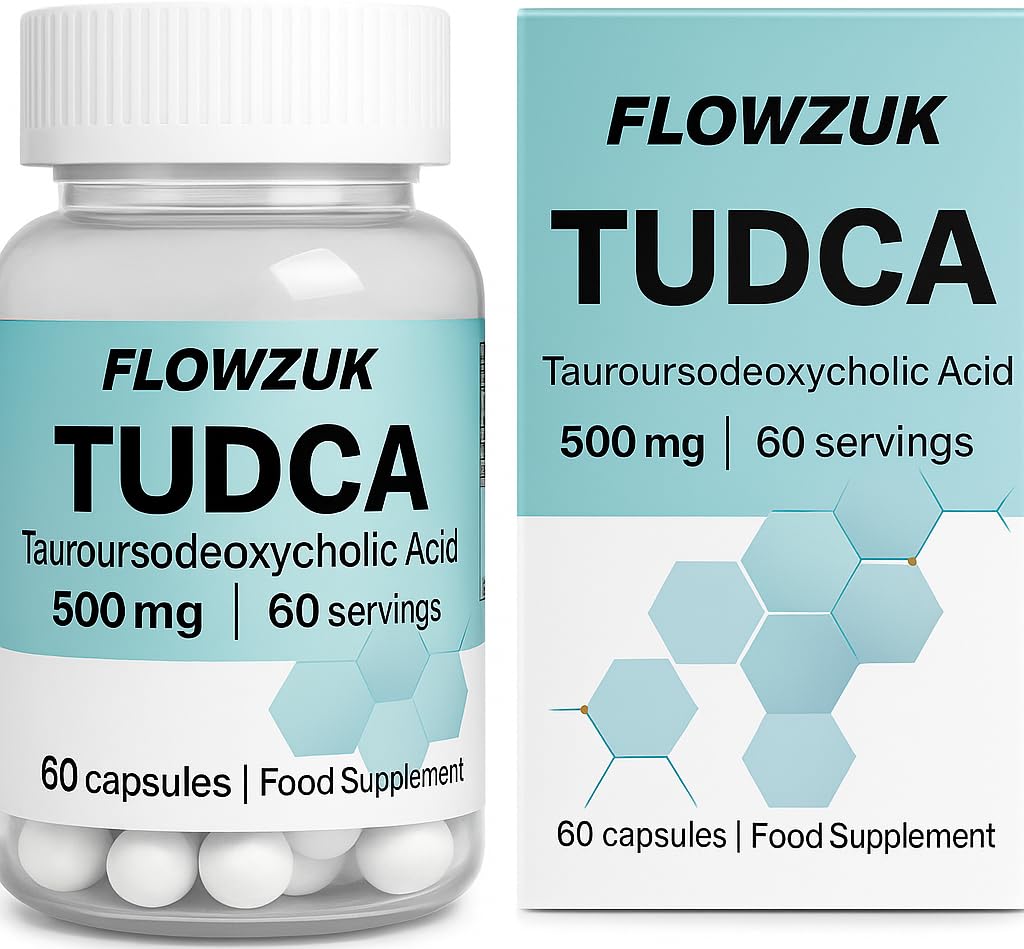 Flowzuk TUDCA Tauroursodeoxycholic Acid Supplements - Bile Salt TUDCA Supplement for Liver Support, Bile Production, Digestion & Immune System Support - 60 Capsules 500mg