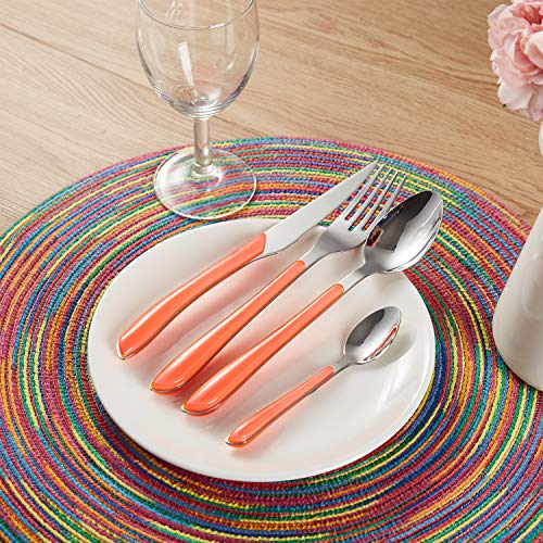 DOZZZ 24PCS Colored Flatware Set Stainless Steel Silverware Cutlery