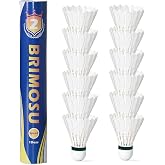 BRIMOSU Badminton Shuttlecocks, 12 Pack Goose Feather &amp; Double-Layer Composite Cork Training Shuttlecocks, High Speed for Indoor Outdoor Sports