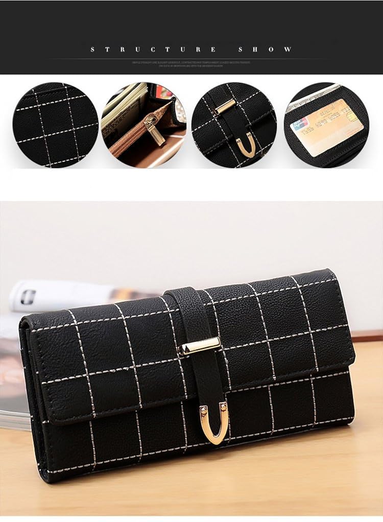 mac lawrence fashion leather girls women's wallet/clutch/purse/clutches (black)