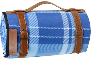 HappyPicnic Extra Large Camping Blanket, 79" x 59" Soft Fleece Rug with PU Carrier and Waterproof Backing, Light Weight and P