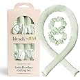 Divi x Kitsch Satin Heatless Hair Curler Set - Heatless Curls Overnight, Hair Rollers for Soft Curls & Frizz-Free Styling, No Heat Curlers To Sleep in, Curling Rod Headband for Overnight Curl- Sage