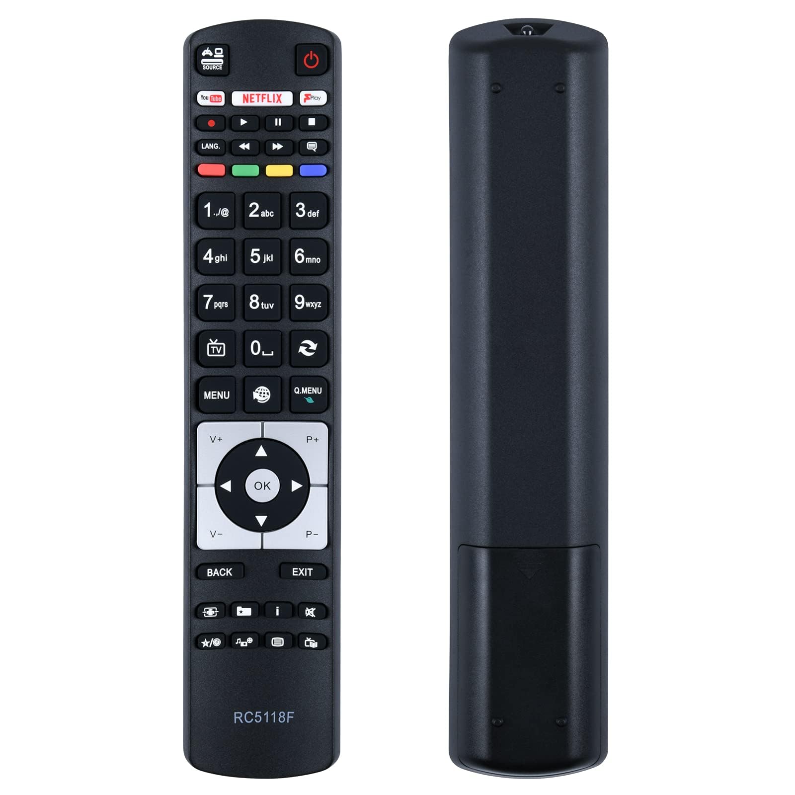GOUYESHO Suitable for Hitachi TV RC5118F Remote Control, Compatible With Digihome Alba Polaroid Finlux RC5118 24HB11J65U 32HB16J61U 32HB16J61U With Youtube NETFLIX Button