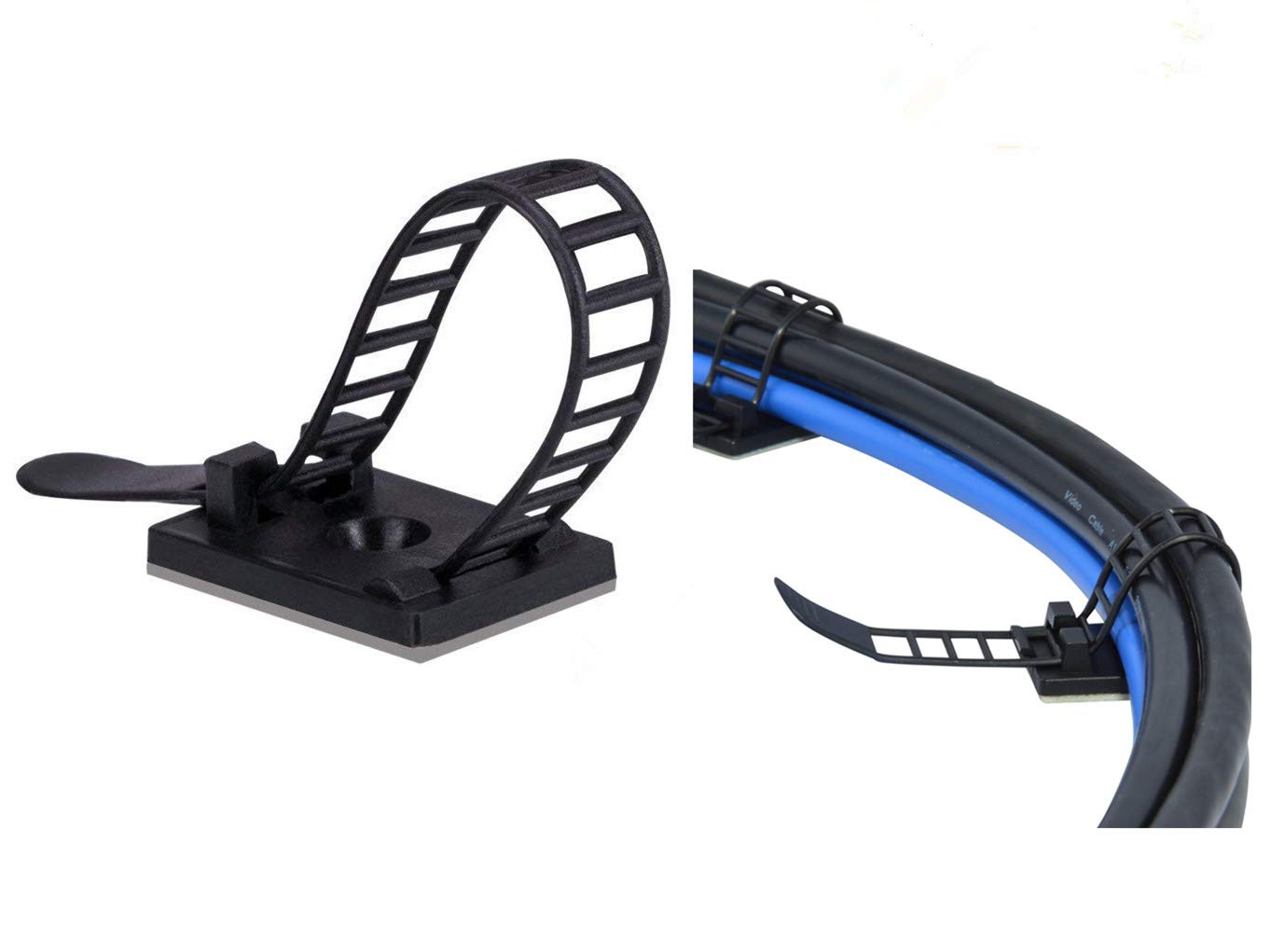 Adjustable Cable Clips, Self - Adhesive Cable Clamps, Wire Clips with Optional Screw Mount for Car Office Home Festival Ornaments,Cable Organization(50pack Black Cable Tie)