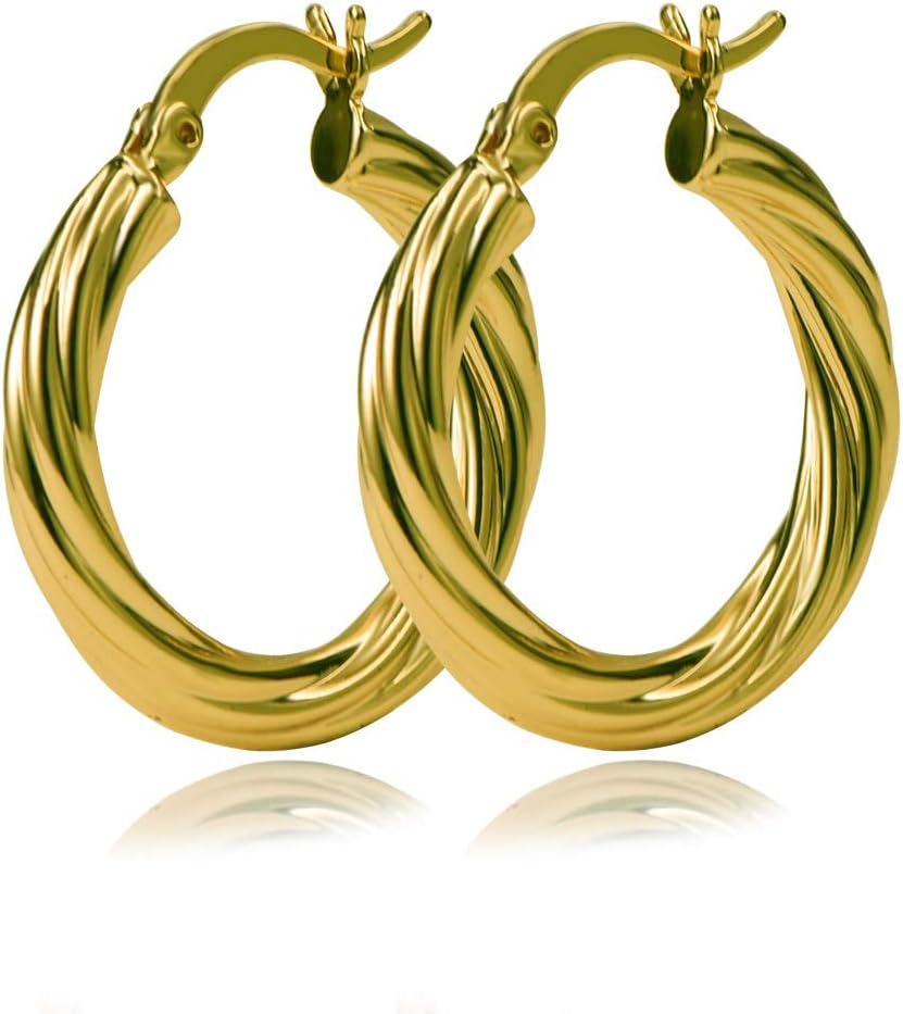 Yumay 9ct Gold Hoop Earrings for Women,25MM Lovely Earrings for Girls.