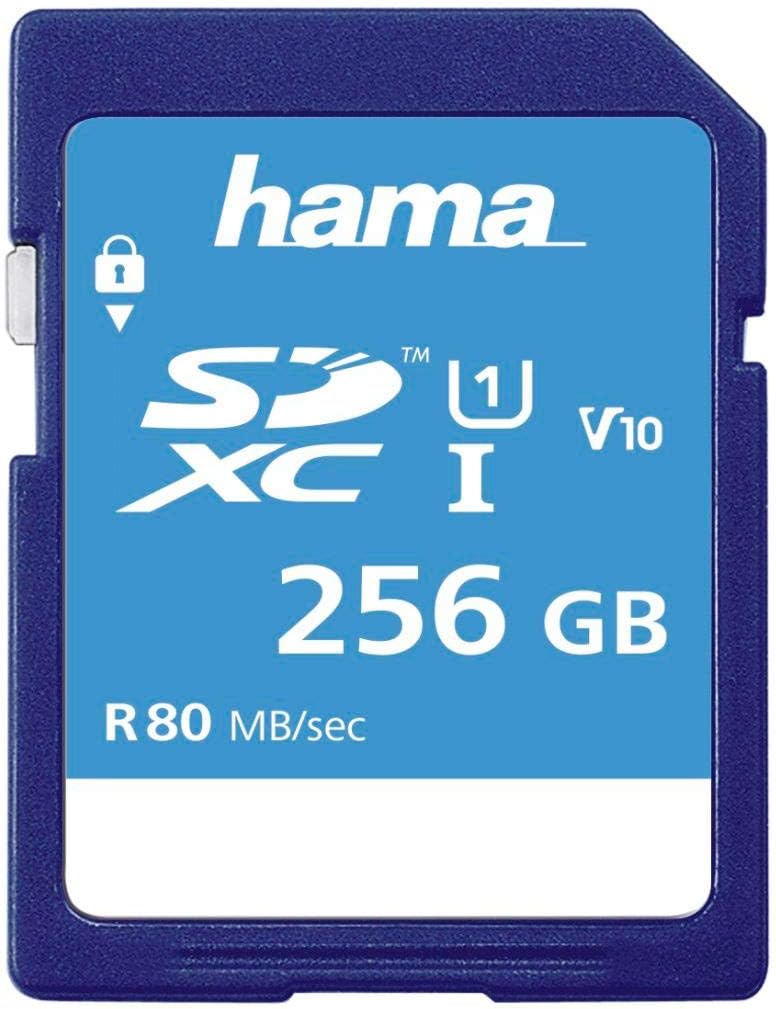 Hama 00123997 SDXC 256 GB UHS-I Class1 C10 533X/ 80MB/S Incredibly Fast Memory Card, Blue, 256GB