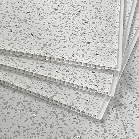 Wand Und Deckenverkleidung Aus Pvc Wasserdicht Fur Badezimmer Kuche Dusche Nasszelle Kunststoff 5 Mm X 250 Mm X 2 6 M Funkelnd Weiss Gesprenkelt Amazon De Baumarkt