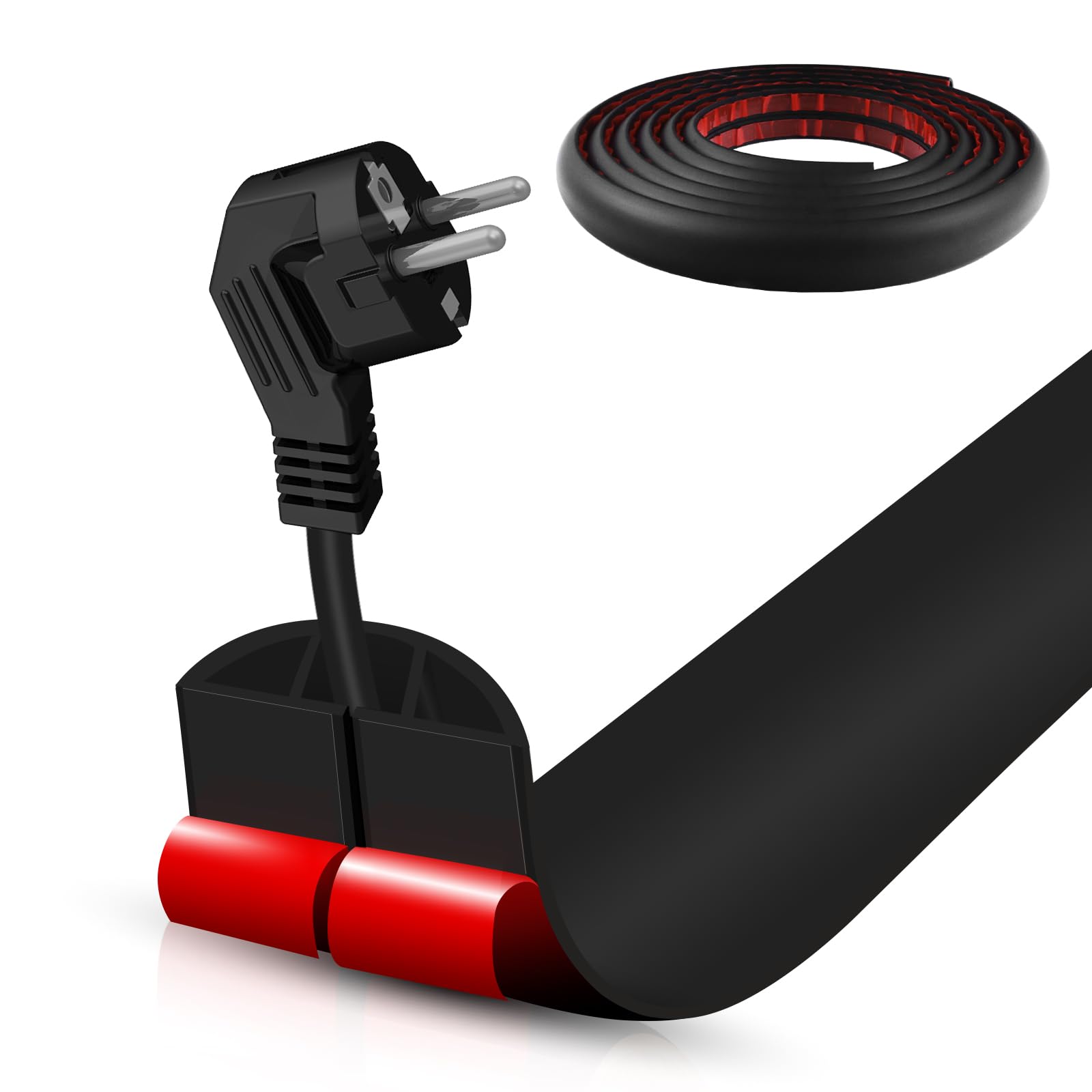 Floor Cord Cover Self Adhesive Cord Hider,10FT Cable Management, Extension Strip Protector for Wires, Prevent Cable Trips for Offices, Gyms, Exhibitions Cavity:0.39"(W) x 0.27"(H) Black