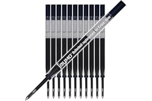 Jaymo Replacement for Cross Slim 8910-1 - Measures 4 in / 102 mm Long - Gel Rolling Ball Pen Refill - 12 Black