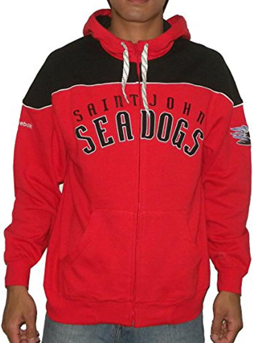 Mens QMJHL Saint John Sea Dogs Zip-Up Hoodie with Embroidered Logo