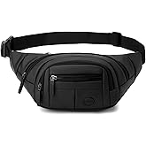 FYRLFB Large Fanny Pack for Men and Women, Crossbody Waist Bag with 4 Zipper Pockets Easy Carry Any Phone, Fashion Waist Packs with Adjustable Strap for Travelling, Hiking, Cycling, Running - Black
