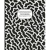 Black and White Abstract Composition Notebook: College Ruled, 110 Pages, 7.5 x 9.25 in | Matte Modern Cover for Students, Teens, and Professionals | Writing Journal or School Notebook