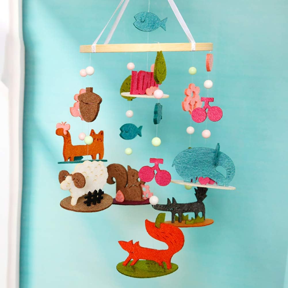 Baby Cot Mobile Felt Ball Mobile Dinosaur Hairball Wind Chimes Bed Bell Rattle Toys Hanging Ornaments Photo Props