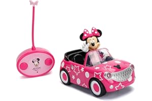 JADA Disney Junior 7.5" Minnie Mouse Roadster RC Remote Control Car Pink 27MHz, Toys for Kids, Pink with Stars and Polka Dots