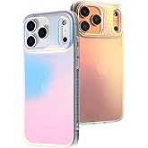 Dosanlues Iridescent Holographic Phone case for iPhone 17 Pro, [10FT Drop Protection] Translucent Matte Hard PC Back with Soft Silicone Edge Slim Protective for iPhone 17 Pro