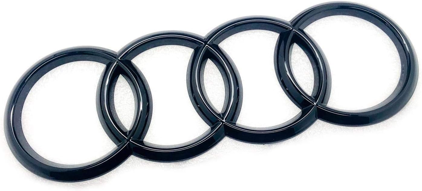 Gloss Black Front Grill Bonnet Badge Emblem Rings For A1 A6 Q3 Q5 Q7 Size 285mm x 99mm
