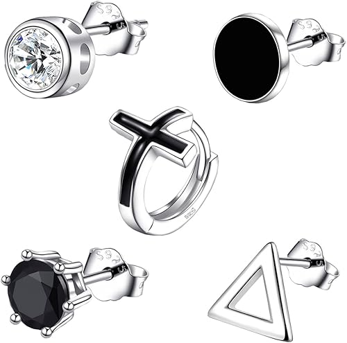 XOUDKE 3 Paar Ohrringe Set Aus Edelstahl - Magnetische Stecker & Creolen Mit Zirkonia