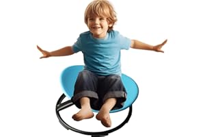 MIV Kids Swivel Chair Sensory, Spin Chair for Kids Autism, Body Coordination Training Chair, Metal Base, Non-Slip Design, Blue