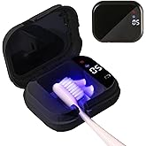 GTSolonia UV-C Toothbrush Cleaner, Portable Travel Cover for Manual/Electric Tooth brush, Magnetic Holder and Rechargeable Case for Any Size Toothbrush, Black