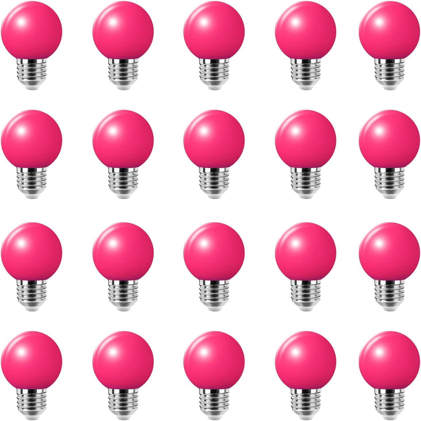 WULUN E27 Coloured Bayonet Light Bulbs,2W G45 Golf Ball Mini Globe Bulb,Equivalent 20W Incandescent Bulbs,for Outdoor Patio Party Christmas Lights, Pink, 20 Pack