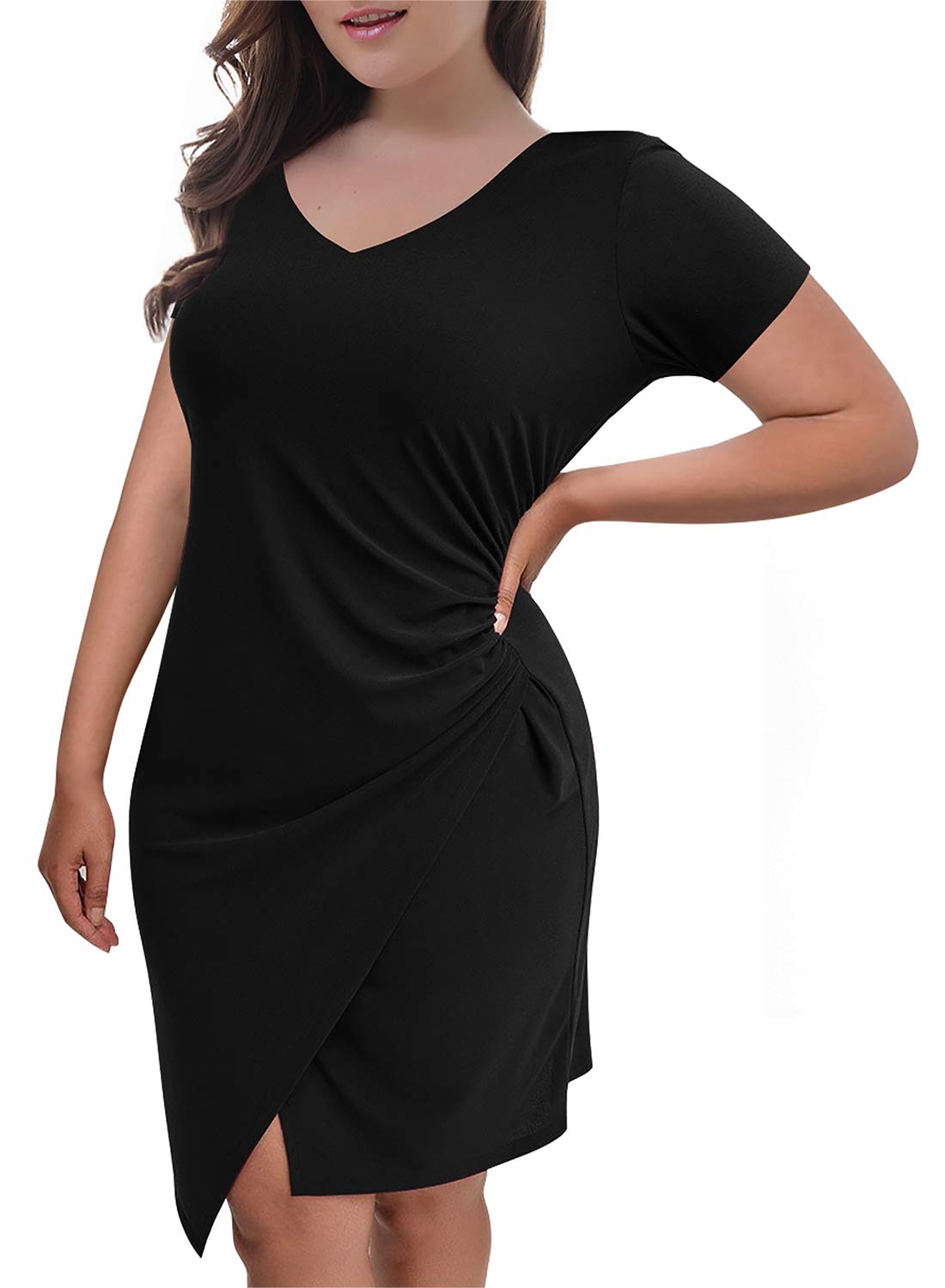 black bodycon wrap dress