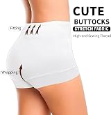 Runmeihe Women's High Waisted Hot Pants Anti Chafing Mini Shorts White UK L XL view 5