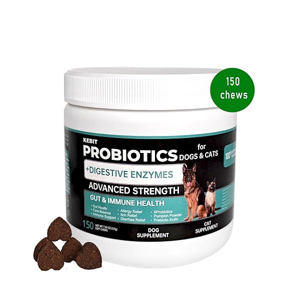 KEBIT PET PROBIOTIC CHEWABLE TABLETS, DOG PROBIOTICS FOR DIARRHOEA RELIEF, SCRATCHING, ALLERGIES AND GUT HEALTH SUPPORT, IMMUNE SUPPORT SUPPLEMENTS （CHICKEN FLAVOUR 150PCS）