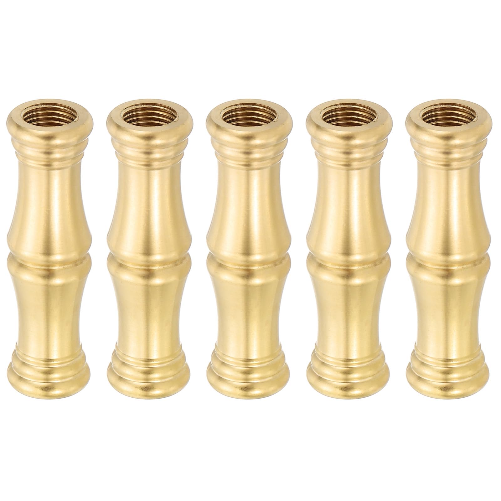 PATIKIL Lamp Solid Brass Spindle, 5 Pack M10 Fine Threaded Turned Brass Spindle Lamp Pipe Coupling Rod Connector Light Fixture for Light Repair Decoration, 15.5 x 54mm